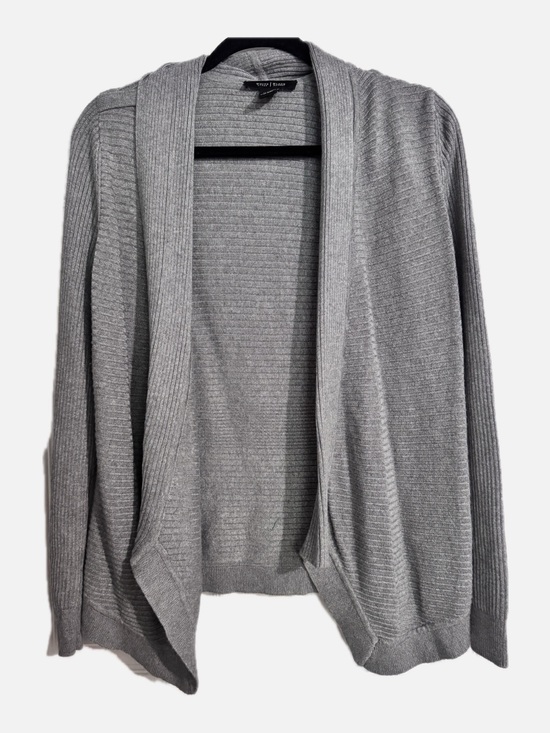 White House Black Market Sweaters - White House Black Market Light Gray Draped Open Cardigan